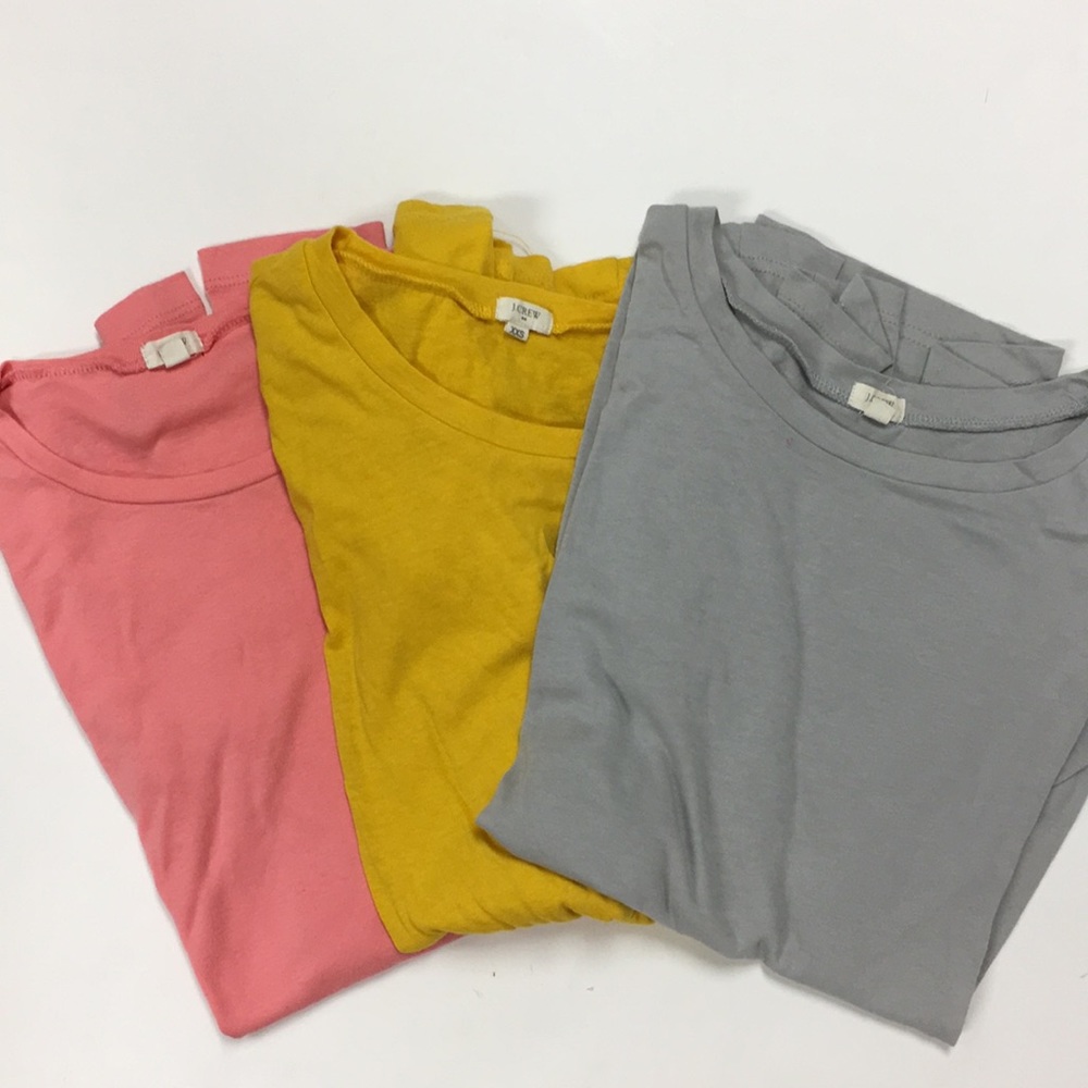 THREE JCrew basic long-sleeve tees